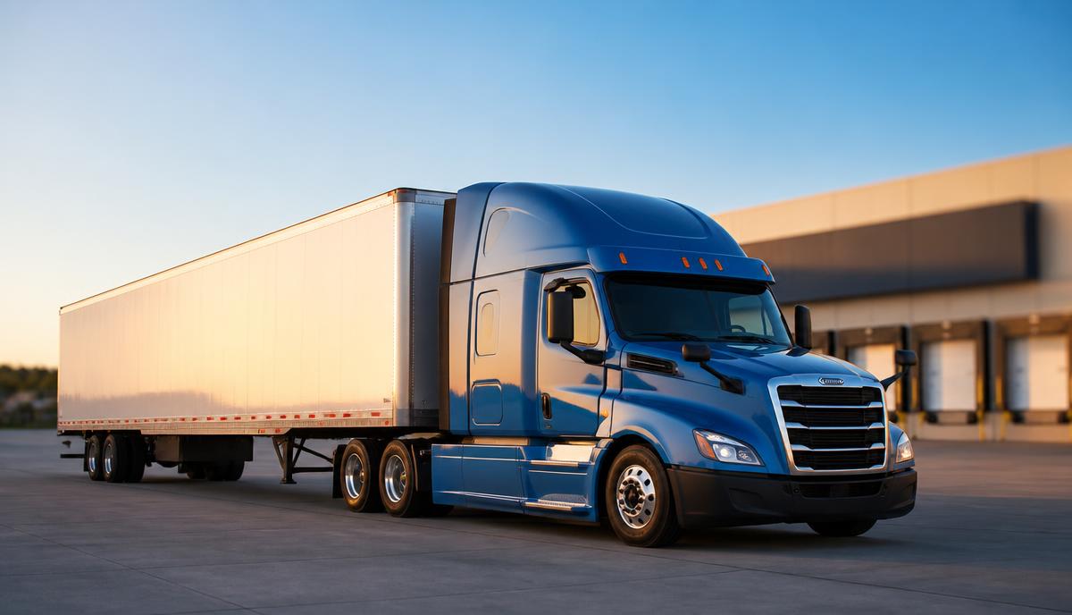 Blue semi tractor hooked to a pre-loaded dry van trailer at a logistics yard, illustrating power-only and drop-and-hook freight